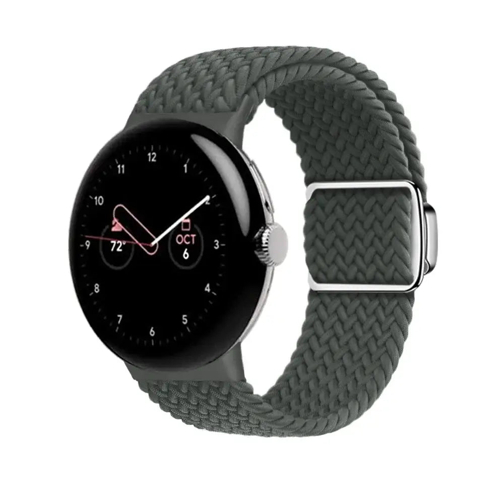 Stretch Braided Google Pixel Watch Loop with Metal Slider in Charcoal Gray