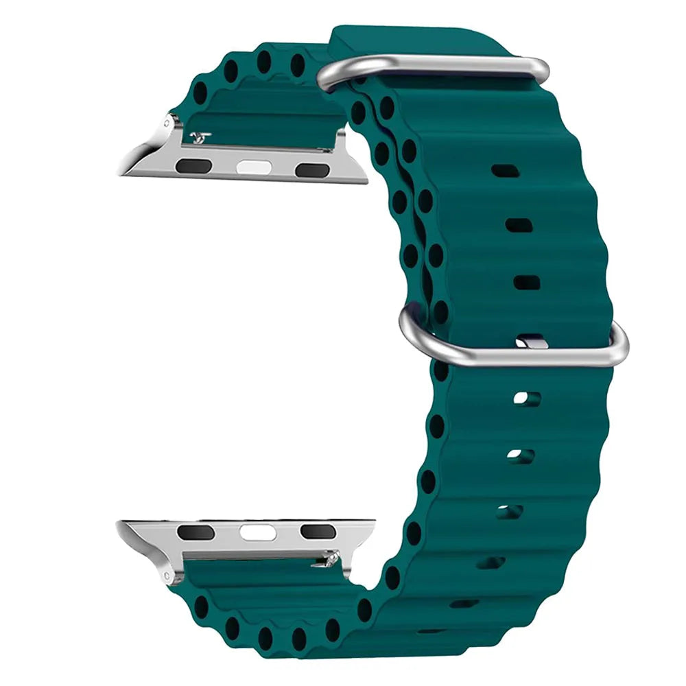 Ribbed Silicone Apple Watch Band - Solid & Two-Tone in Teal