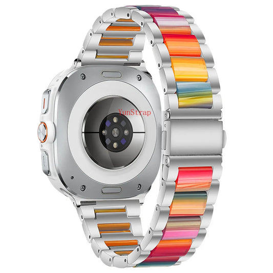 Samsung Galaxy Watch Band Metal Resin Bracelet Watch8/Watch8 Classic/Watch9 Ultra/Ultra2 on silver-tone watch