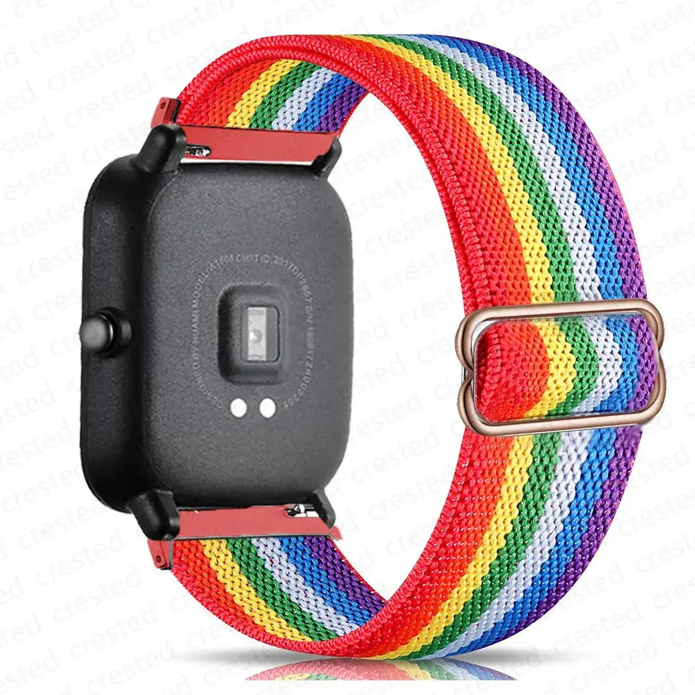 Adjustable Nylon Loop Band for Amazfit – Rainbow Stripes