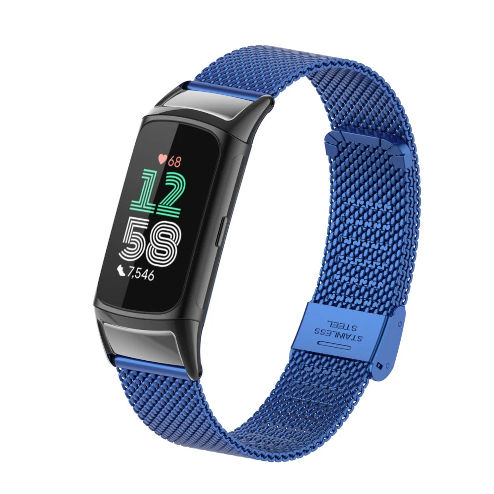 Fitbit Charge 5 and 6 Stainless Steel Mesh Band with Clasp — product view