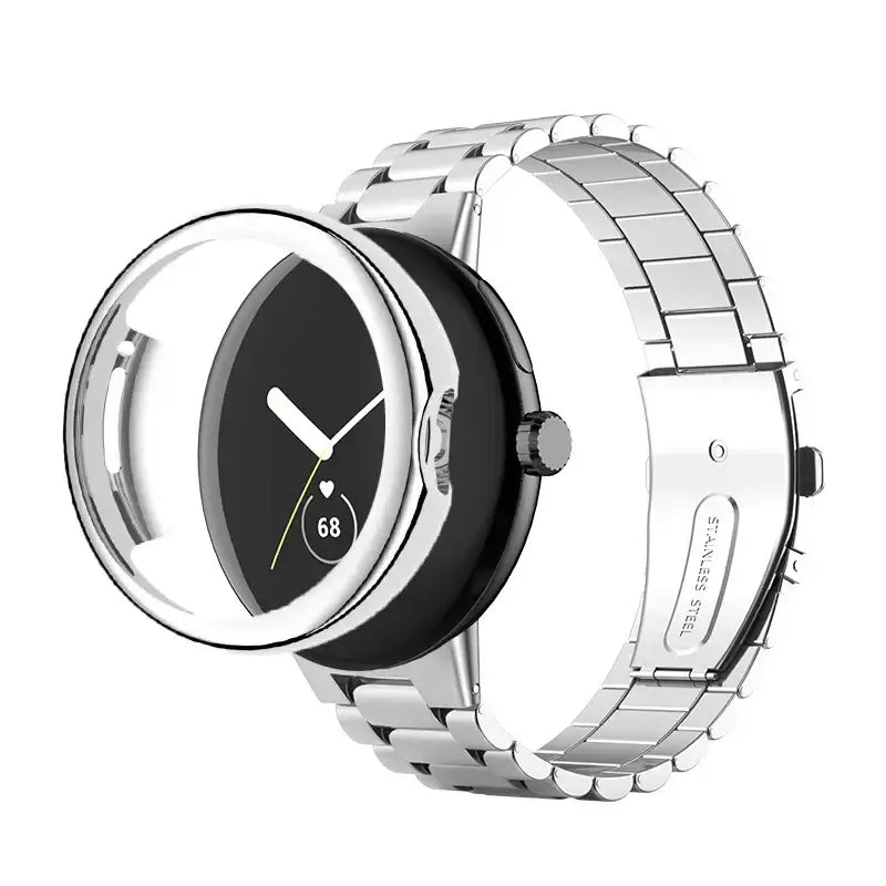 Google Pixel Watch Steel Band & Case - Link or Mesh in Link / Silver