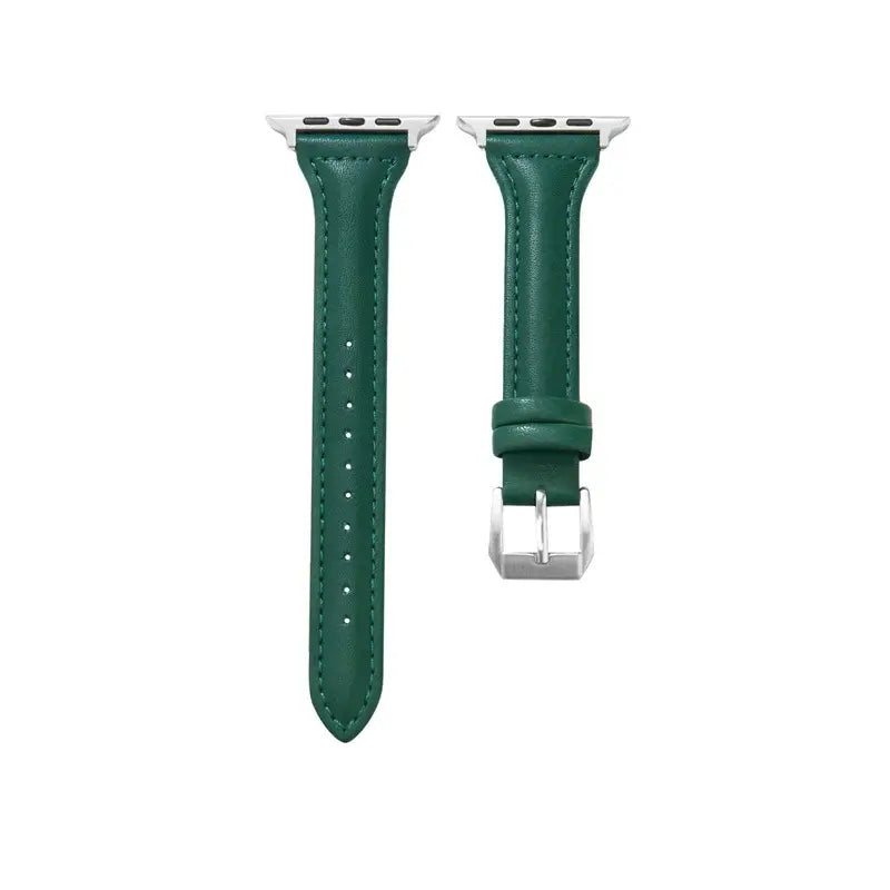 Forest Green tapered stitched leather Apple Watch band