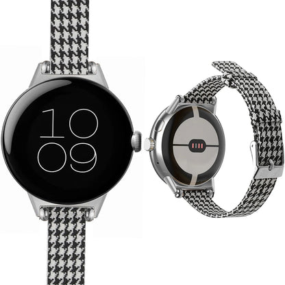 Google Pixel Watch 5, 4 and 3 Slim Canvas Band, Leather Lining