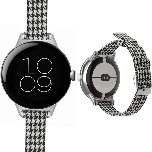 Google Pixel Watch 5, 4 and 3 Slim Canvas Band, Leather Lining