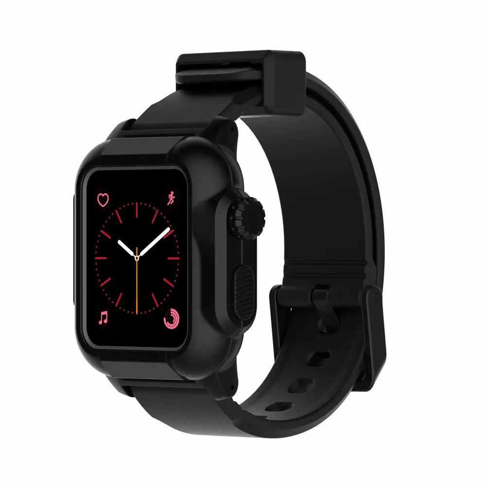 Silicone Apple Watch Band & Case - Solid, Camo & Luminous in Black / Black