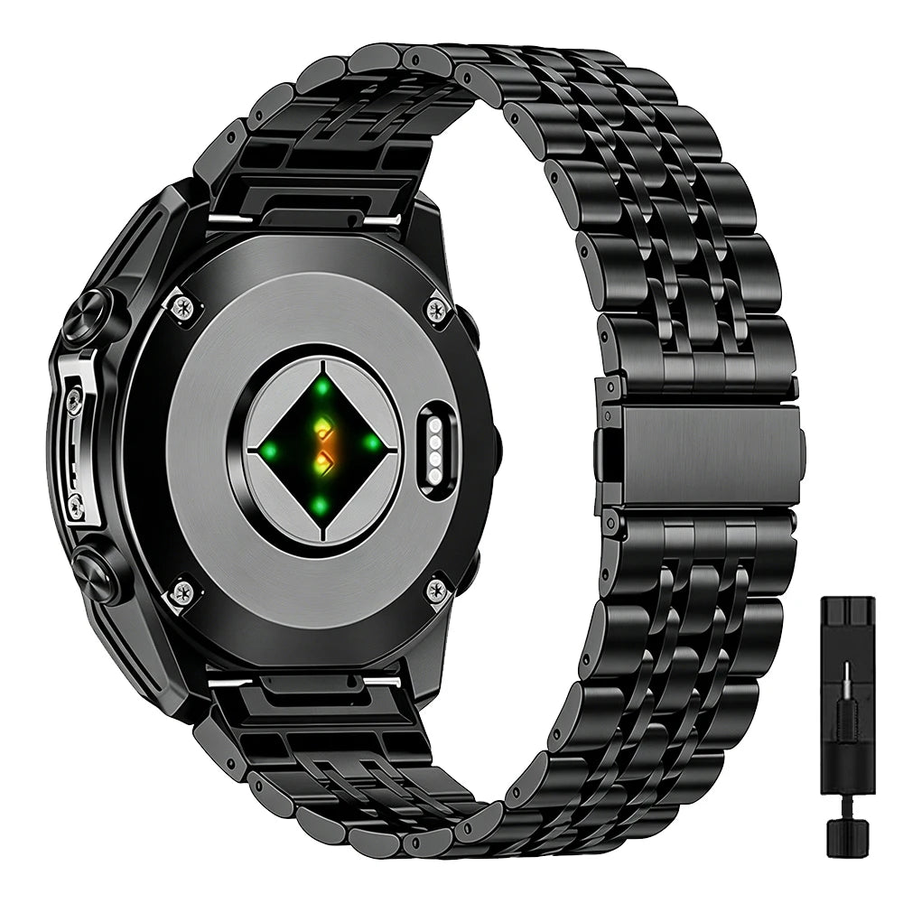 Black Garmin QuickFit 22/26mm Stainless Steel Five-Link Band