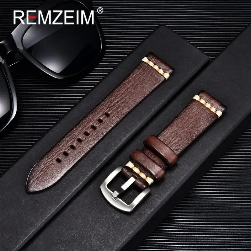 Samsung Galaxy Watch Contrast-Stitch Leather Band in Brown