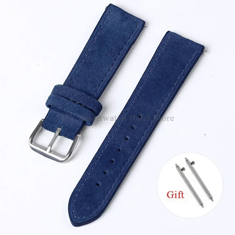 Motorola Moto Suede Leather Band with Buckle Options — Navy Blue / Silver Buckle