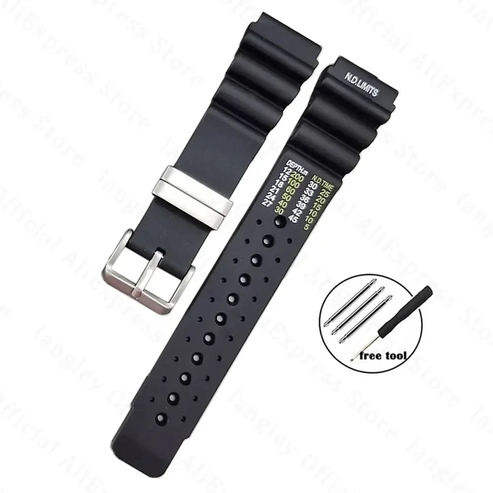 Suunto Silicone Dive-Style Band - Black / Silver Metal Keeper