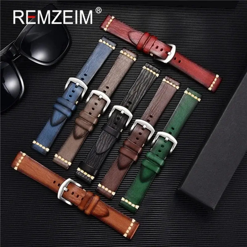 Textured leather bands in seven colors