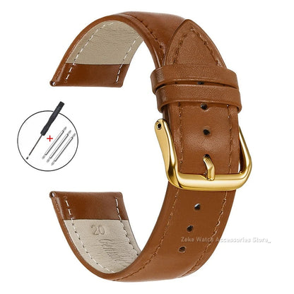 Garmin Slim Calfskin Band in Light Brown with Gold Buckle