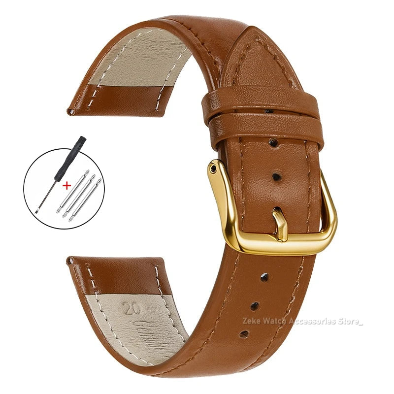 Garmin Slim Calfskin Band in Light Brown with Gold Buckle