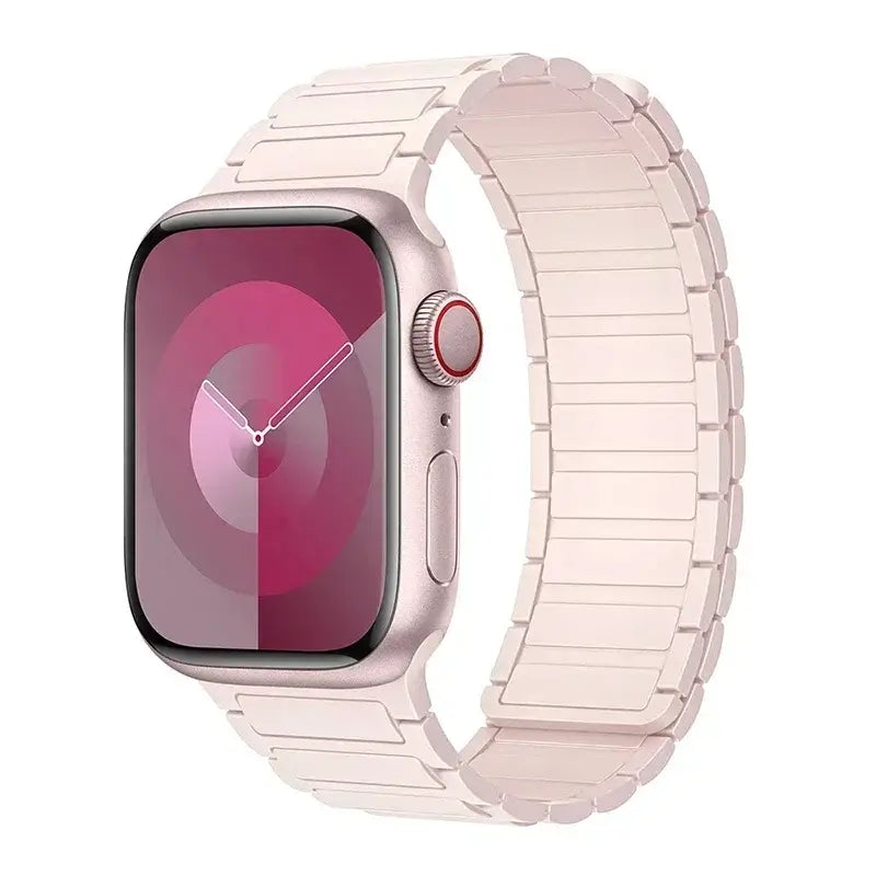 Soft Pink segmented silicone Apple Watch band