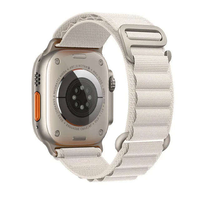 Alpine Style Nylon Apple Watch Loop with Metal Hook in Ivory