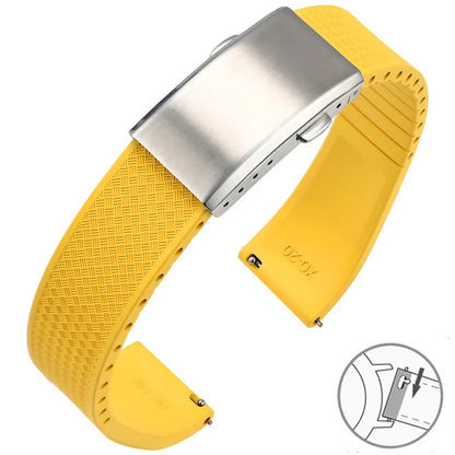 Garmin FKM Rubber Band in Yellow with Silver Clasp