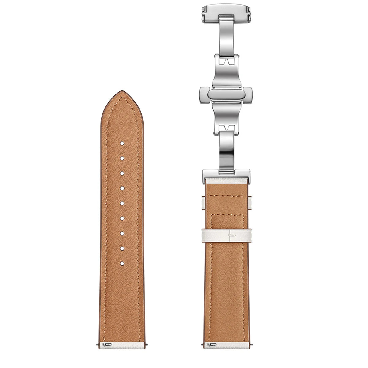 Google Pixel Watch 5, 4 and 3 45mm Leather Band, Butterfly Clasp — design detail
