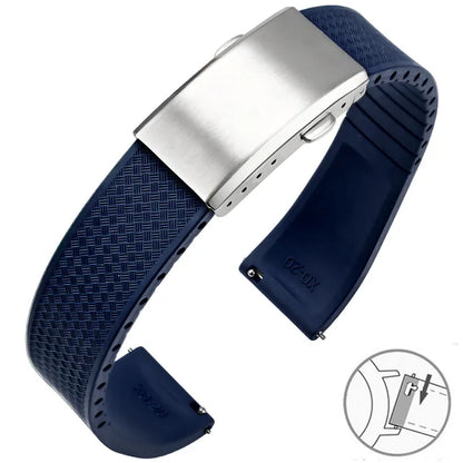 Garmin FKM Rubber Band in Navy Blue with Silver Clasp
