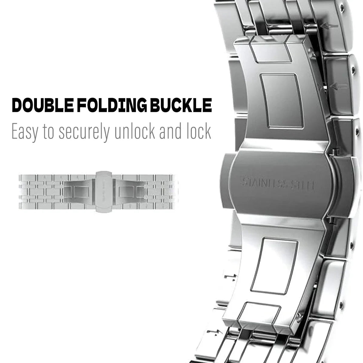 Garmin QuickFit Stainless Steel Multi-Link Band folding clasp detail