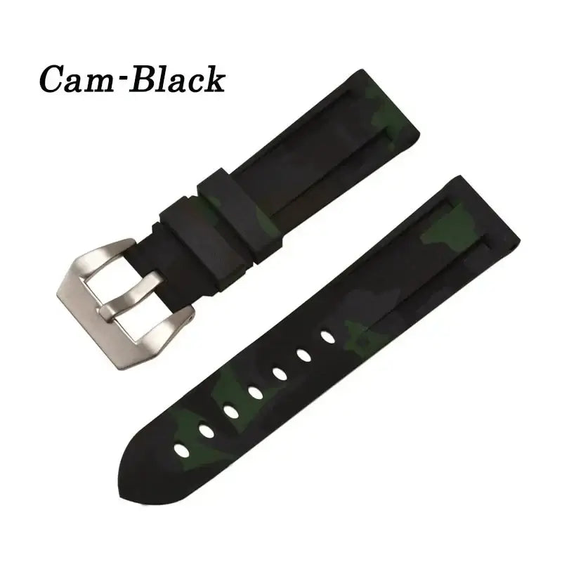 Dark camouflage strap with silver buckle for compatible Huawei watches