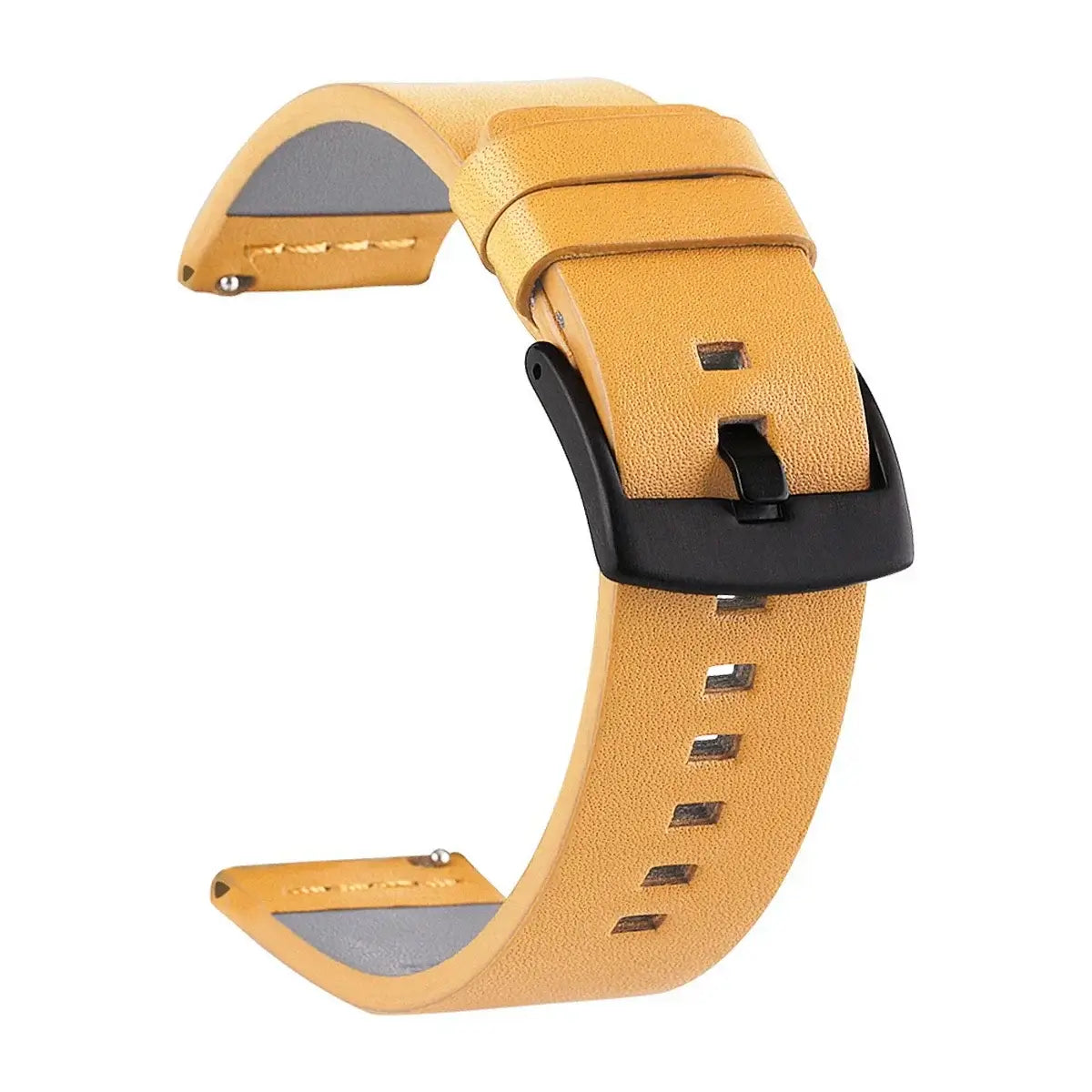 Amazfit Leather Band with Square Adjustment Holes — Golden Tan / Black Buckle