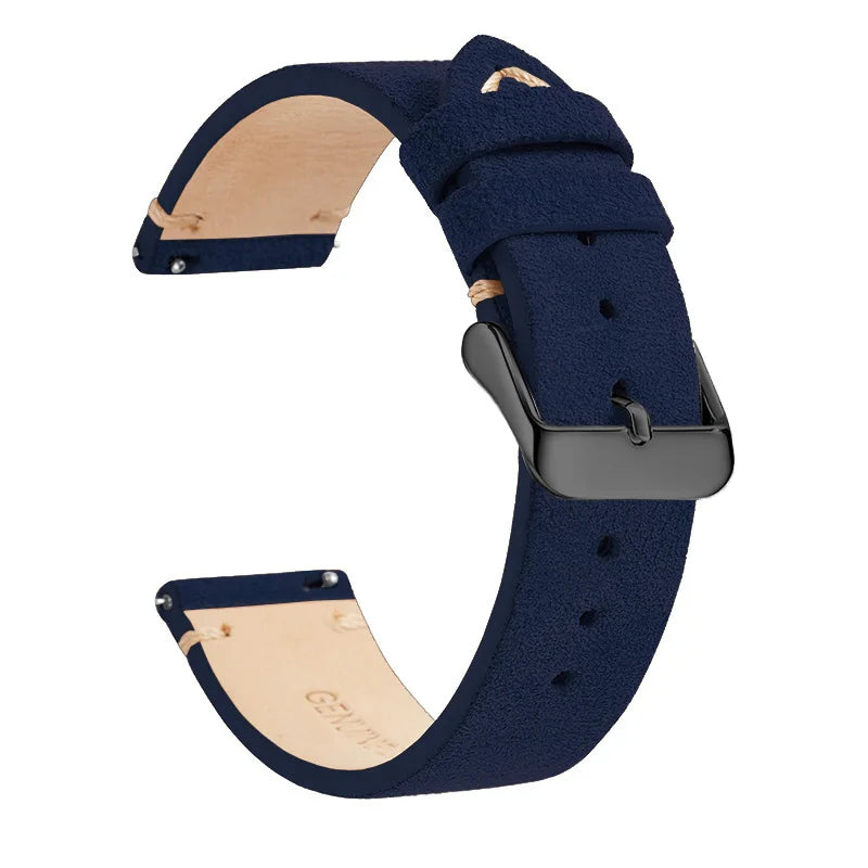 Polar Suede Leather Band with Buckle Color Options — Navy Blue / Black Buckle
