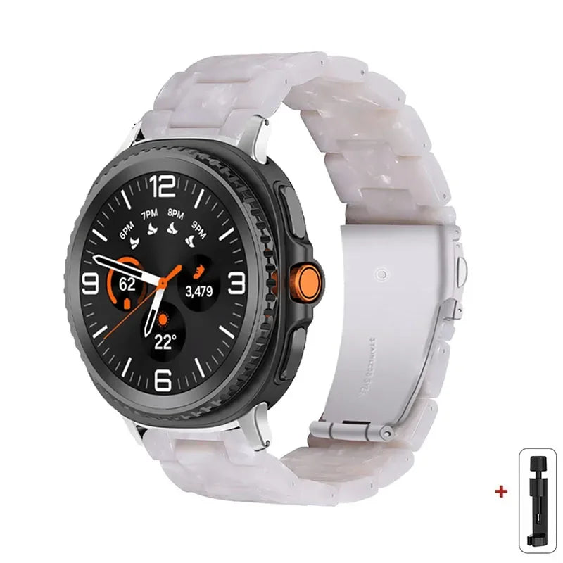 Samsung Galaxy Resin Link Watch Band - Tortoise Women Watch8/Watch8 Classic/Watch9 Ultra/Ultra2 on smartwatch.