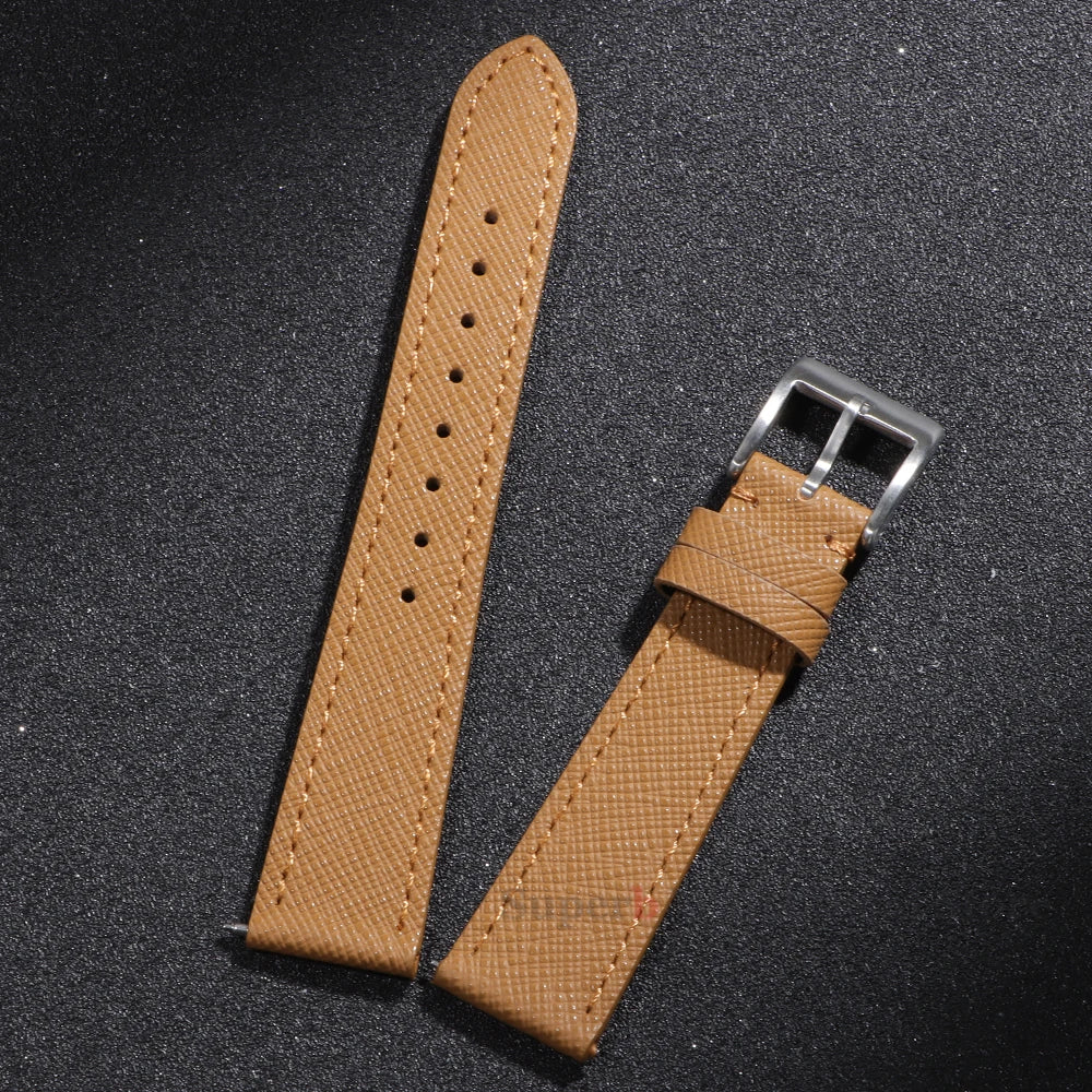 Garmin 18/20/22mm Quick Release Saffiano Leather Band in Tan