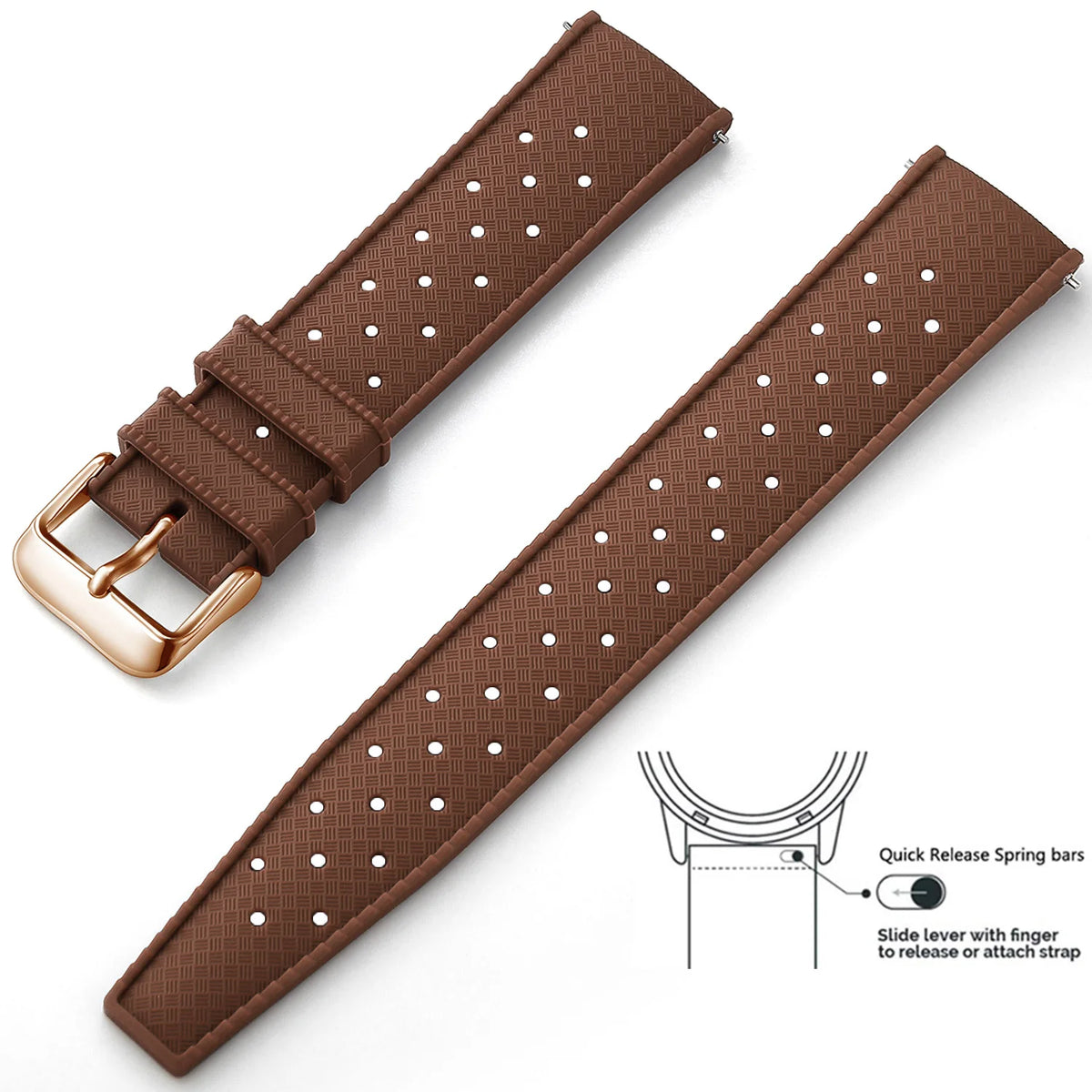 Tropic Silicone Band for Motorola Moto — Brown / Rose Gold Buckle