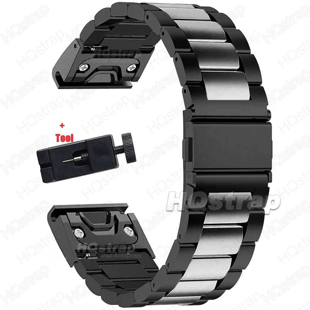 Garmin QuickFit Stainless Steel Link Bracelet in Black / Silver