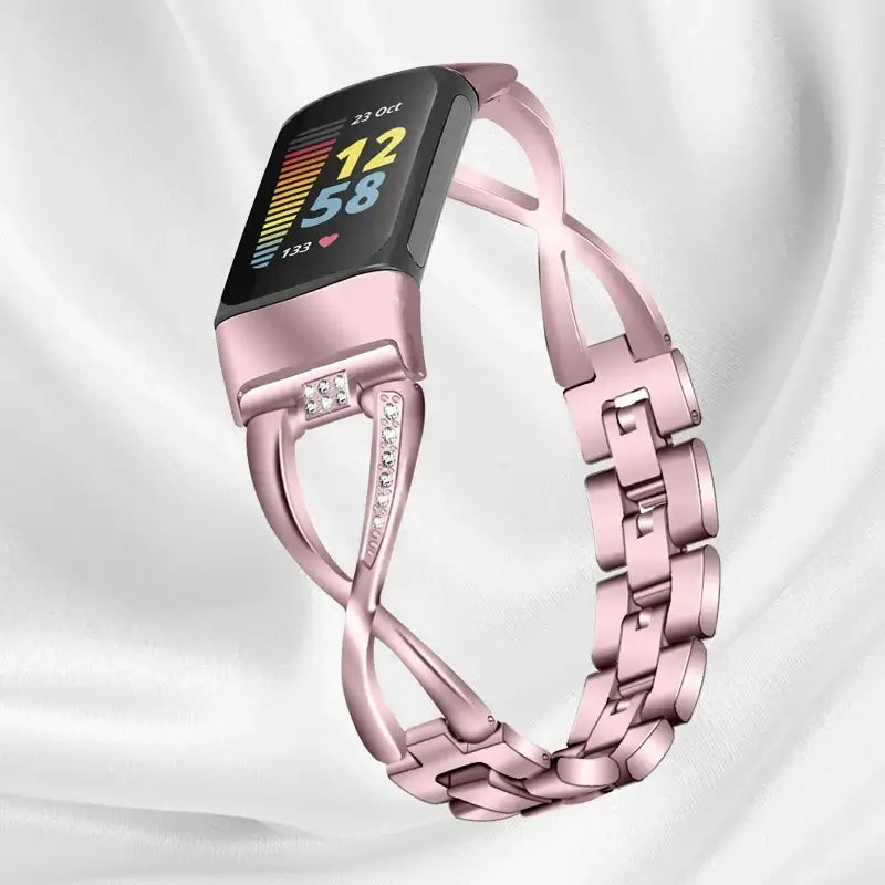 Fitbit Charge 5 & 6 Infinity-Style Steel Bracelet in Pink