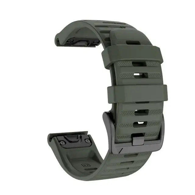 Garmin QuickFit Silicone Band - Solid and Perforated in Army Green - Solid