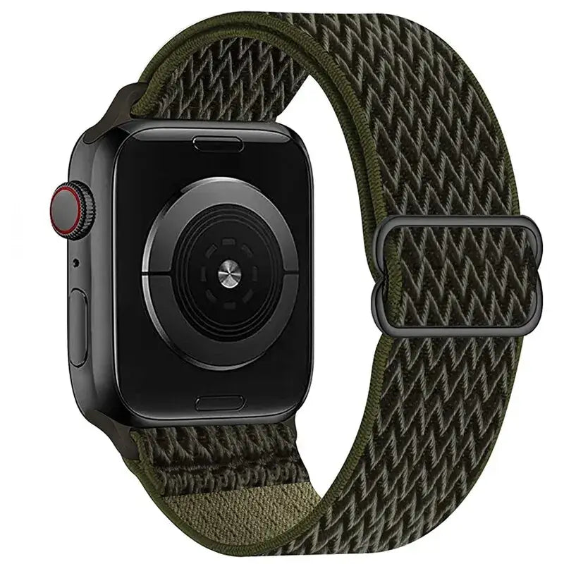 Olive Chevron adjustable stretch nylon Apple Watch band