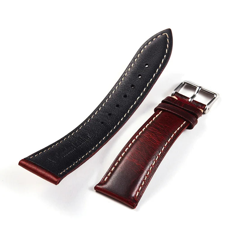 Polar Oil-Waxed Leather Band with Contrast Stitching — Leather surface and underside