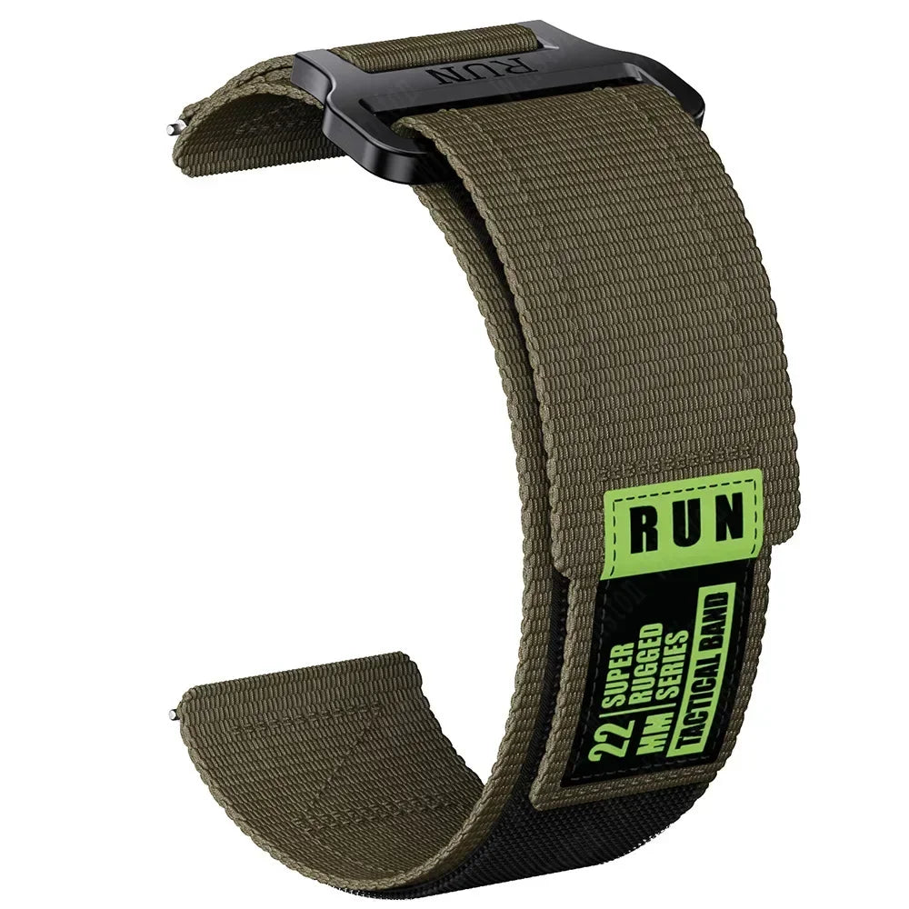 Motorola Moto Nylon Hook-and-Loop Band with RUN Label — Olive Green