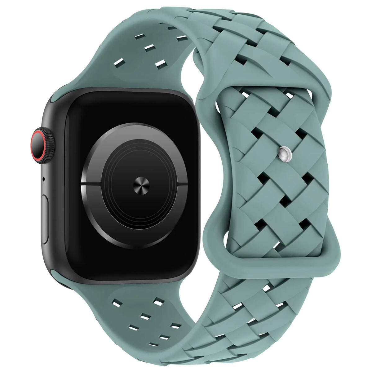 Basket Weave Silicone Apple Watch Band in Sage Green