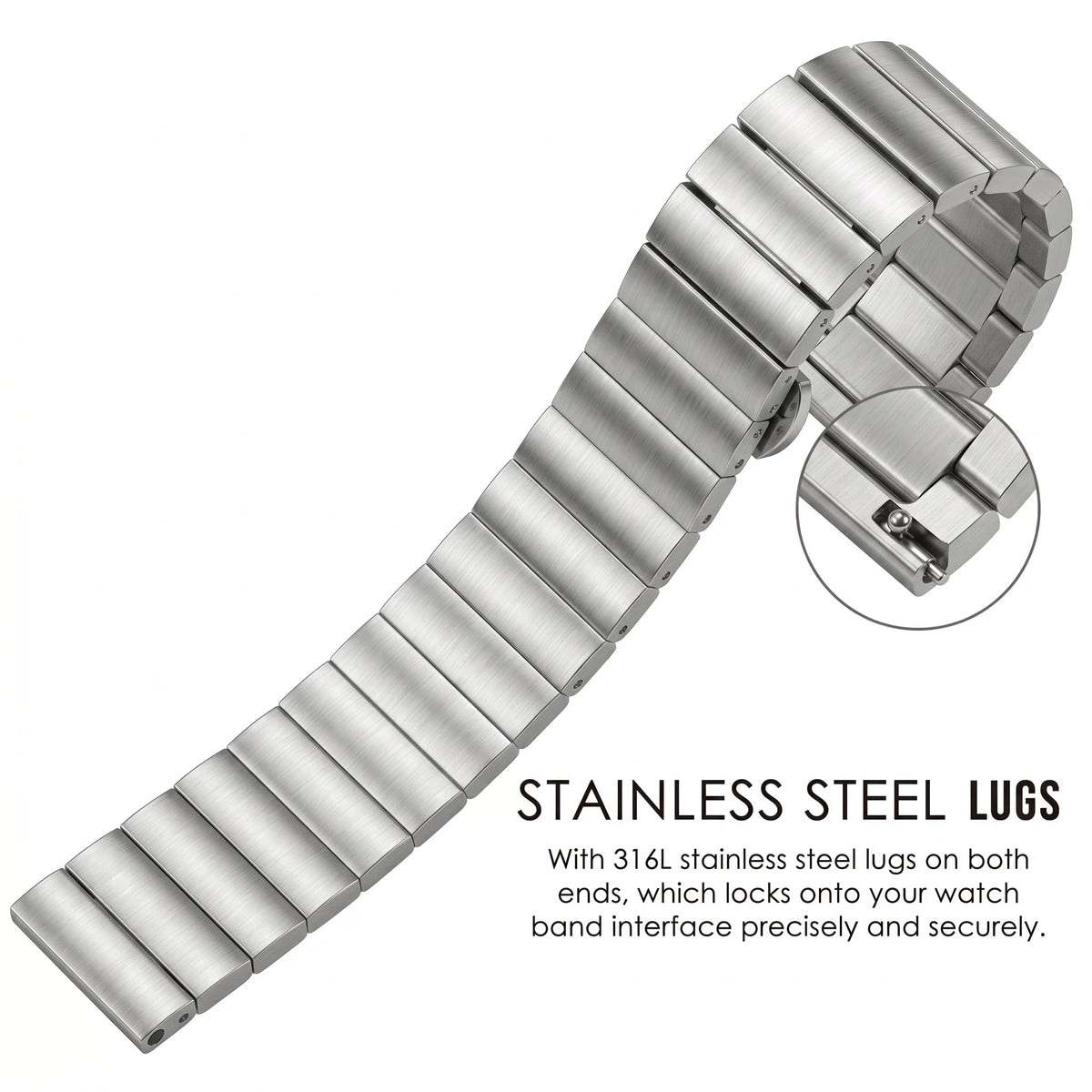 Garmin Brushed Stainless Steel Bracelet — stainless steel links