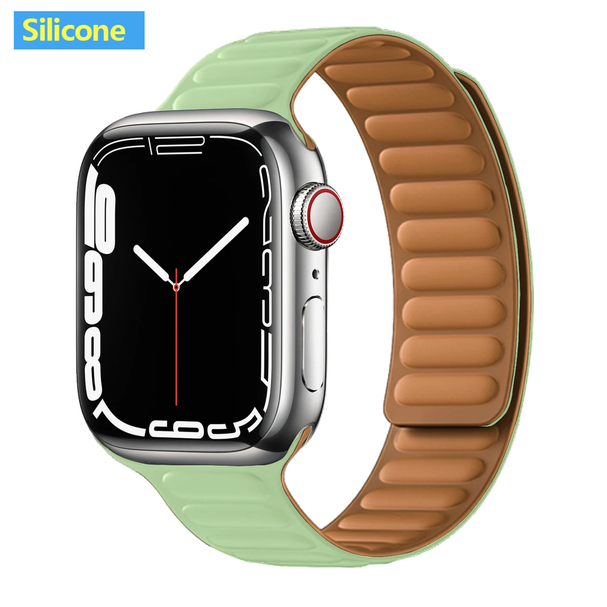 Magnetic Apple Watch Link Band - Leather & Silicone in Silicone / Mint Green