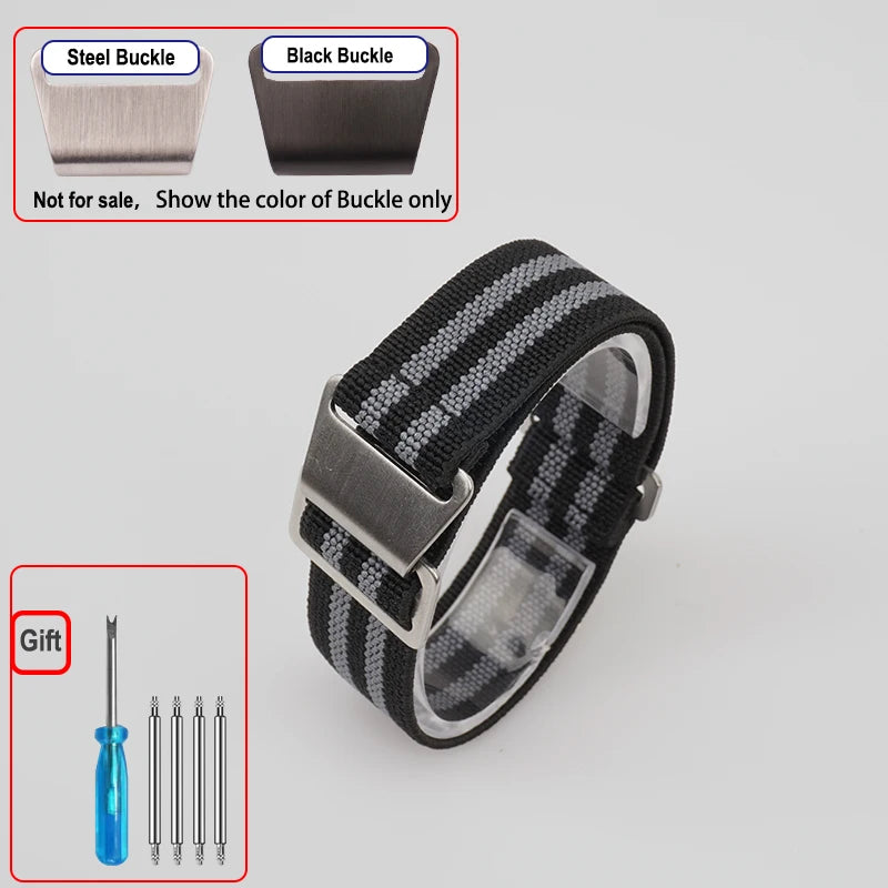 OnePlus Smartwatch Bands Nylon Elastic Parachute Fabric Watch Strap with steel buckle and gift tools.