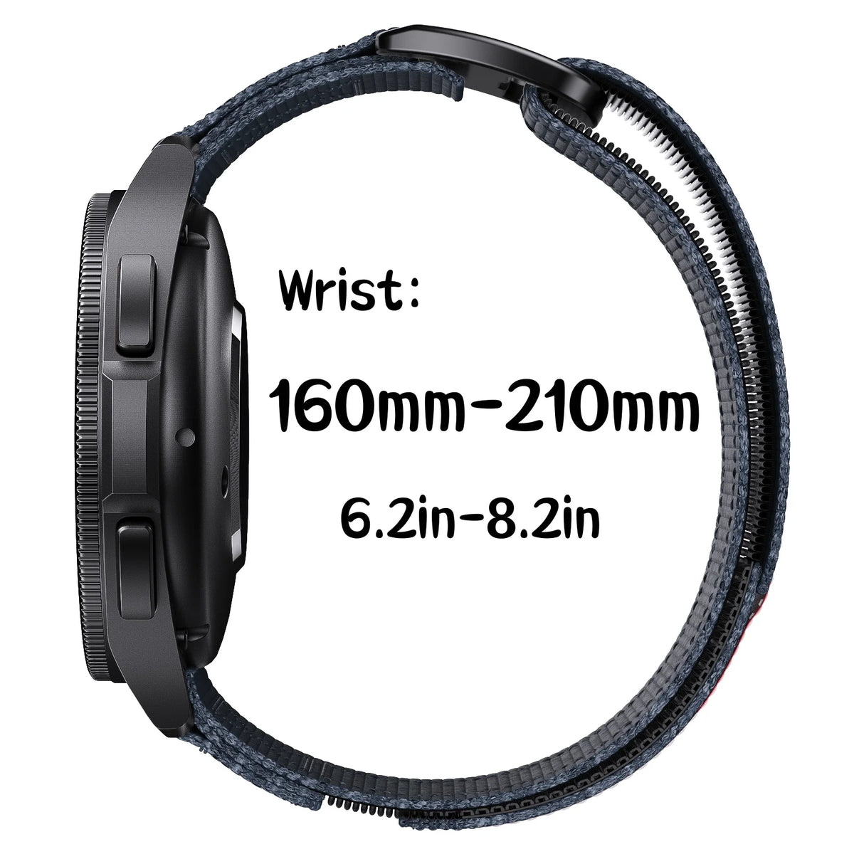 Polar Nylon Sport Loop with GO EXPLORE Patch – supplier wrist-size diagram