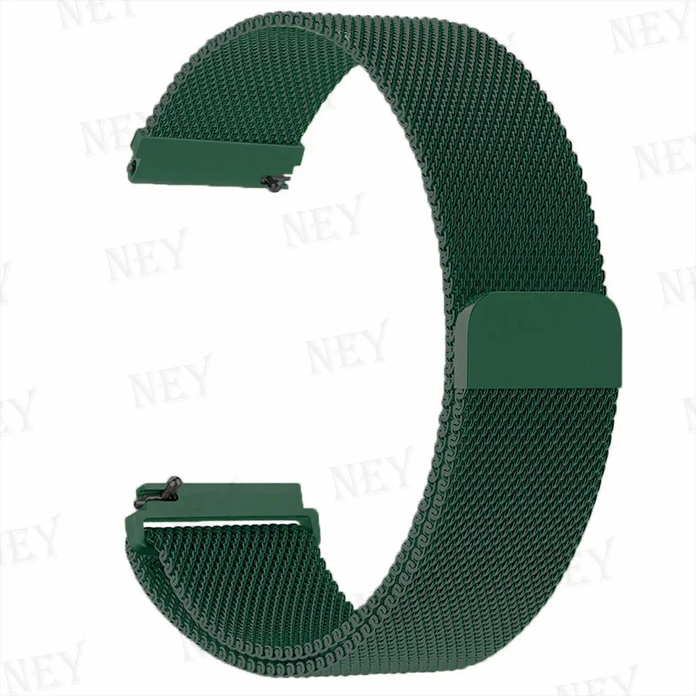 OnePlus Smartwatch Milanese Loop Band Magnetic Metal Bracelet Strap in green color with a stylish design.