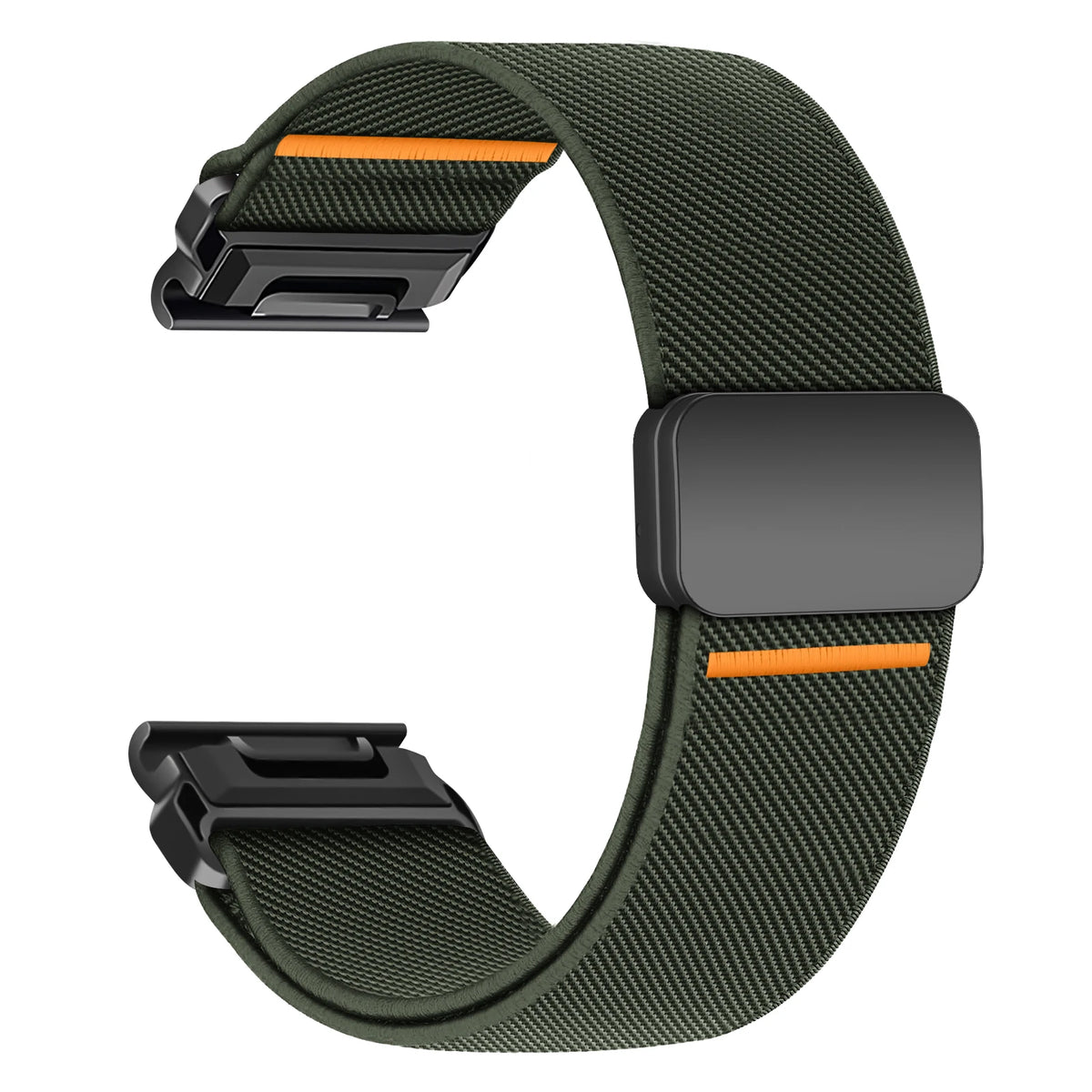 Army Green Garmin QuickFit 22/26mm Woven Nylon Band with Magnetic Closure