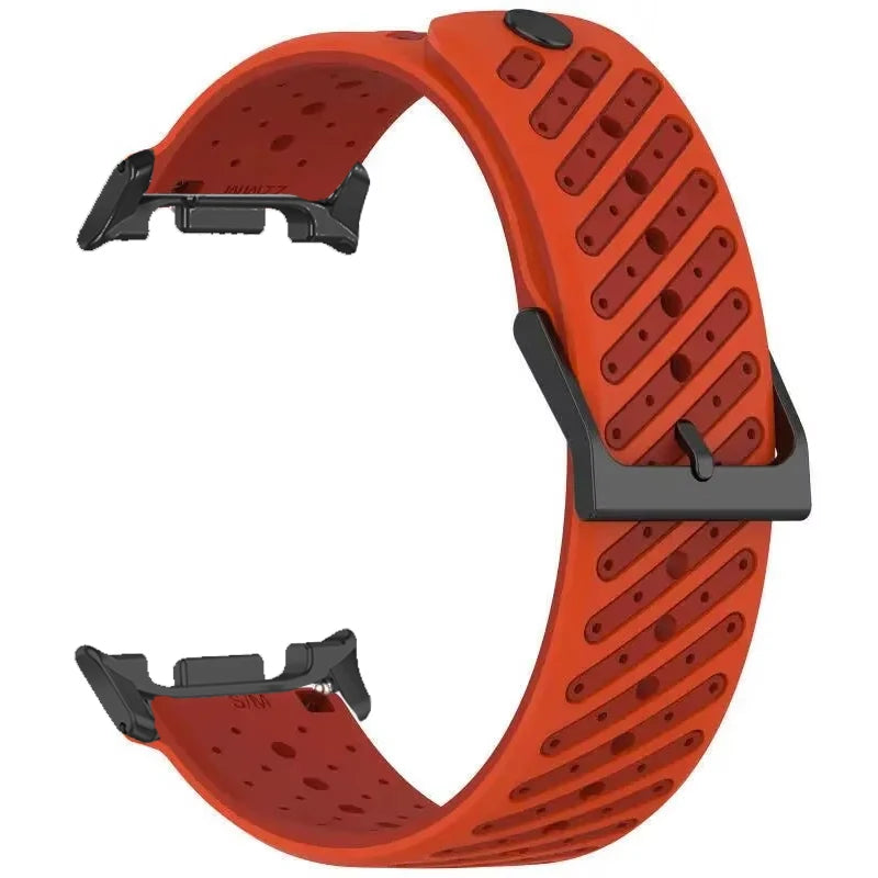 Samsung Galaxy Silicone Sport Watch Band - Watch 8/8 Classic/9 Ultra/Ultra2 Breathable in orange-red-black color with vent slits