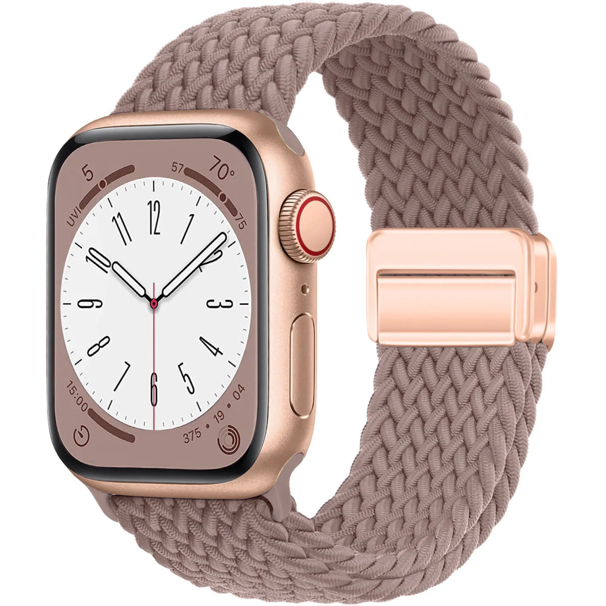 Braided Nylon Apple Watch Band with Magnetic Clasp in Mauve