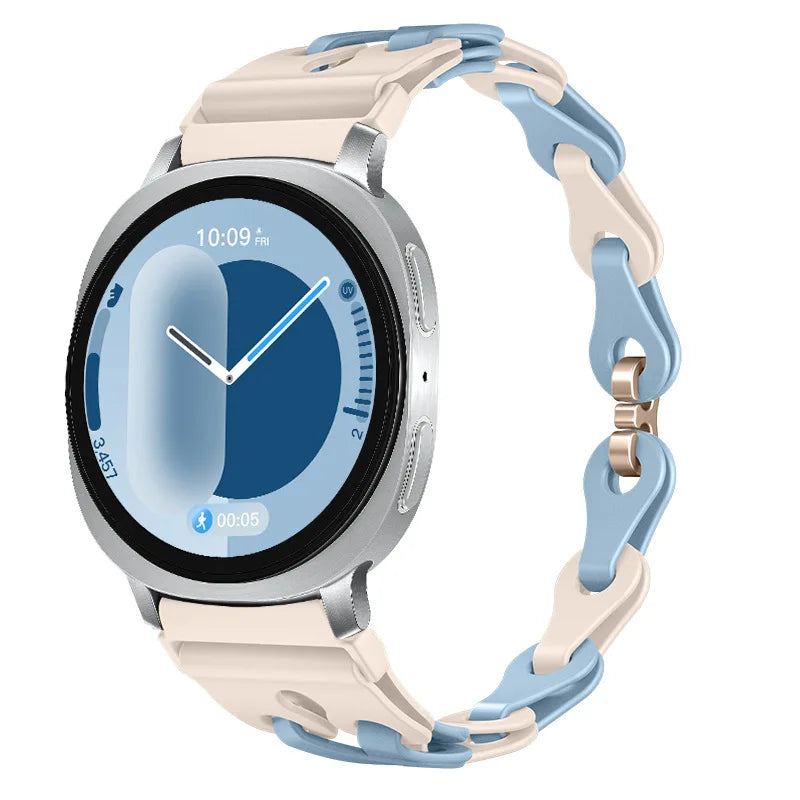 Samsung Galaxy Silicone Chain Watch Band – Watch8/Watch8 Classic/Watch9/Ultra/Ultra2 Multi in Slim Starlight LU color.