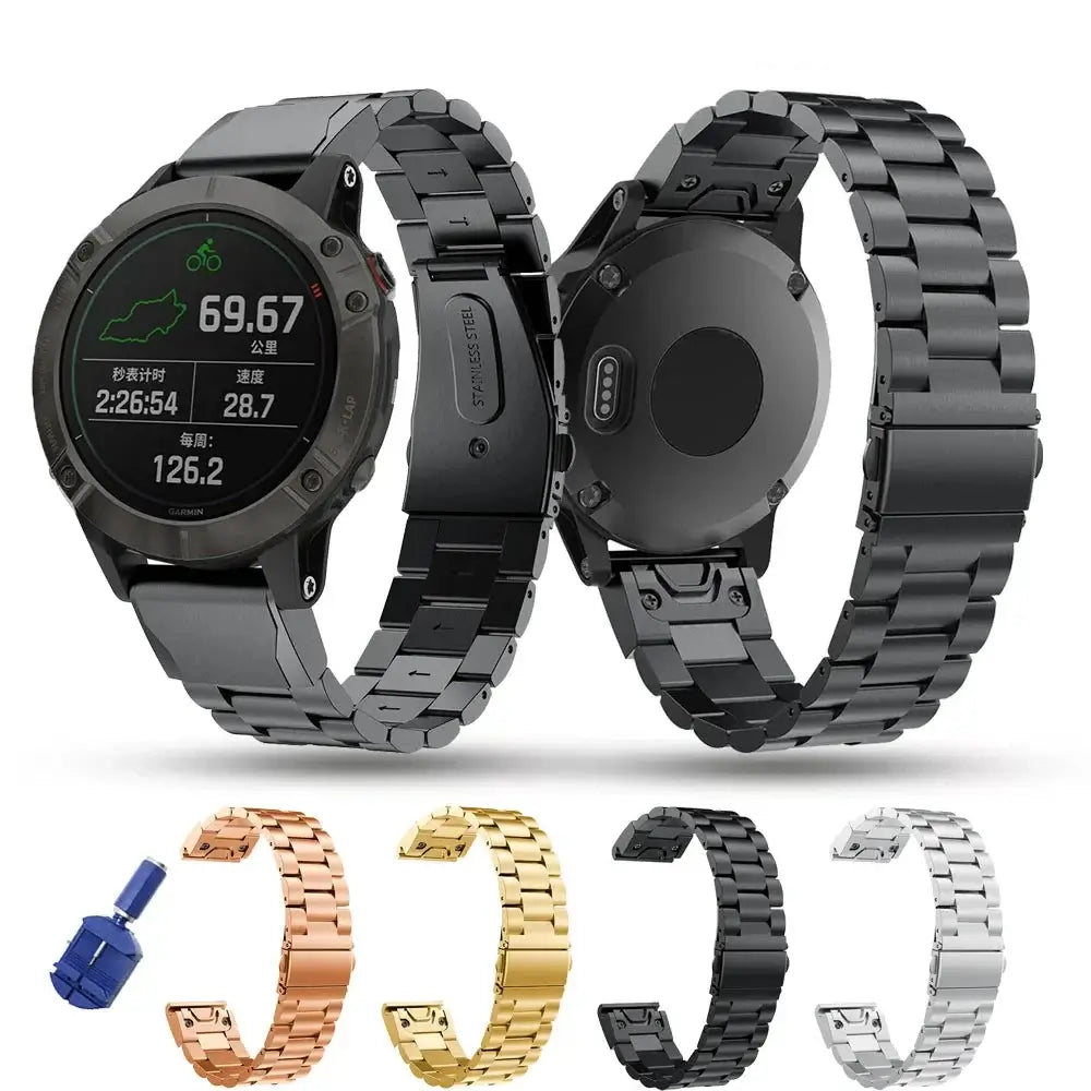 Garmin QuickFit Stainless Steel Bracelet Band in Black with available finish previews