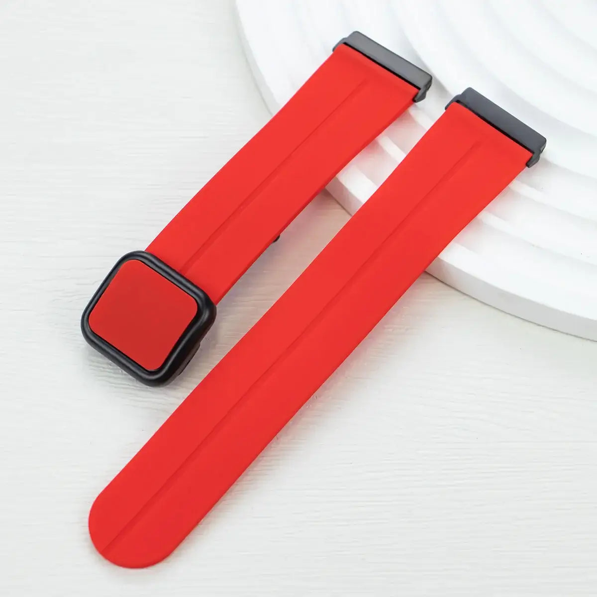 Fitbit Versa & Sense Square-Clasp Magnetic Silicone Band - Red