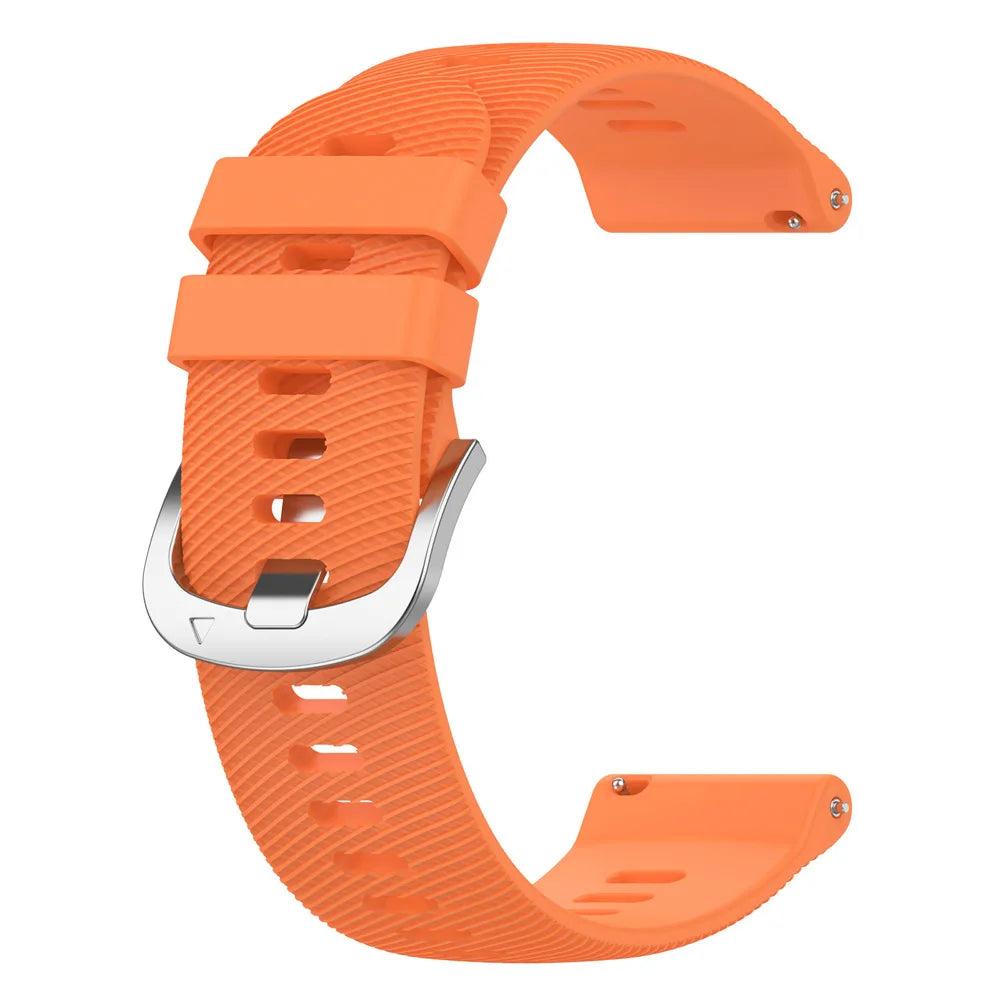 COROS Textured Silicone Sport Band in Solid and Two-Tone Colors – Orange / Silver Buckle
