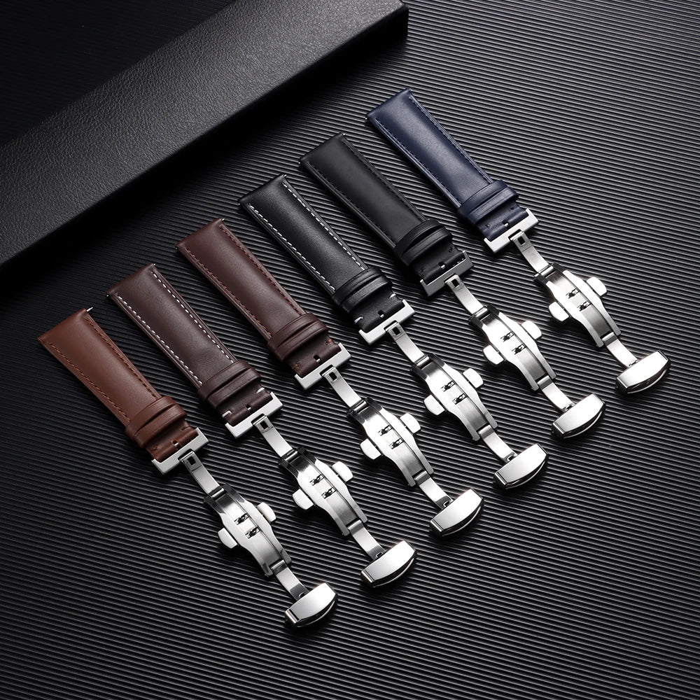 Garmin Leather Butterfly Clasp Band in all colors with butterfly clasps