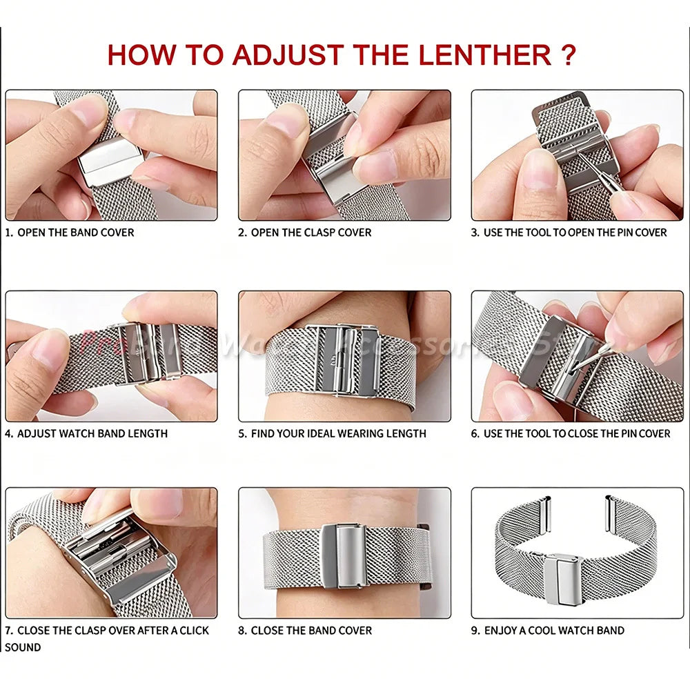 Garmin Milanese Mesh Sliding Clasp Band — how to adjust the length